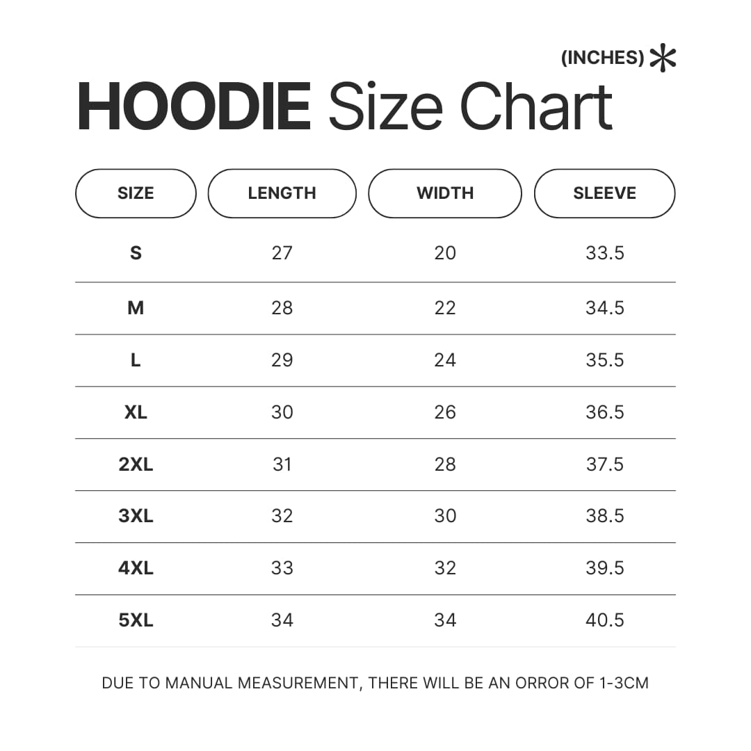 Hoodie Size Chart - Dying Light Merch