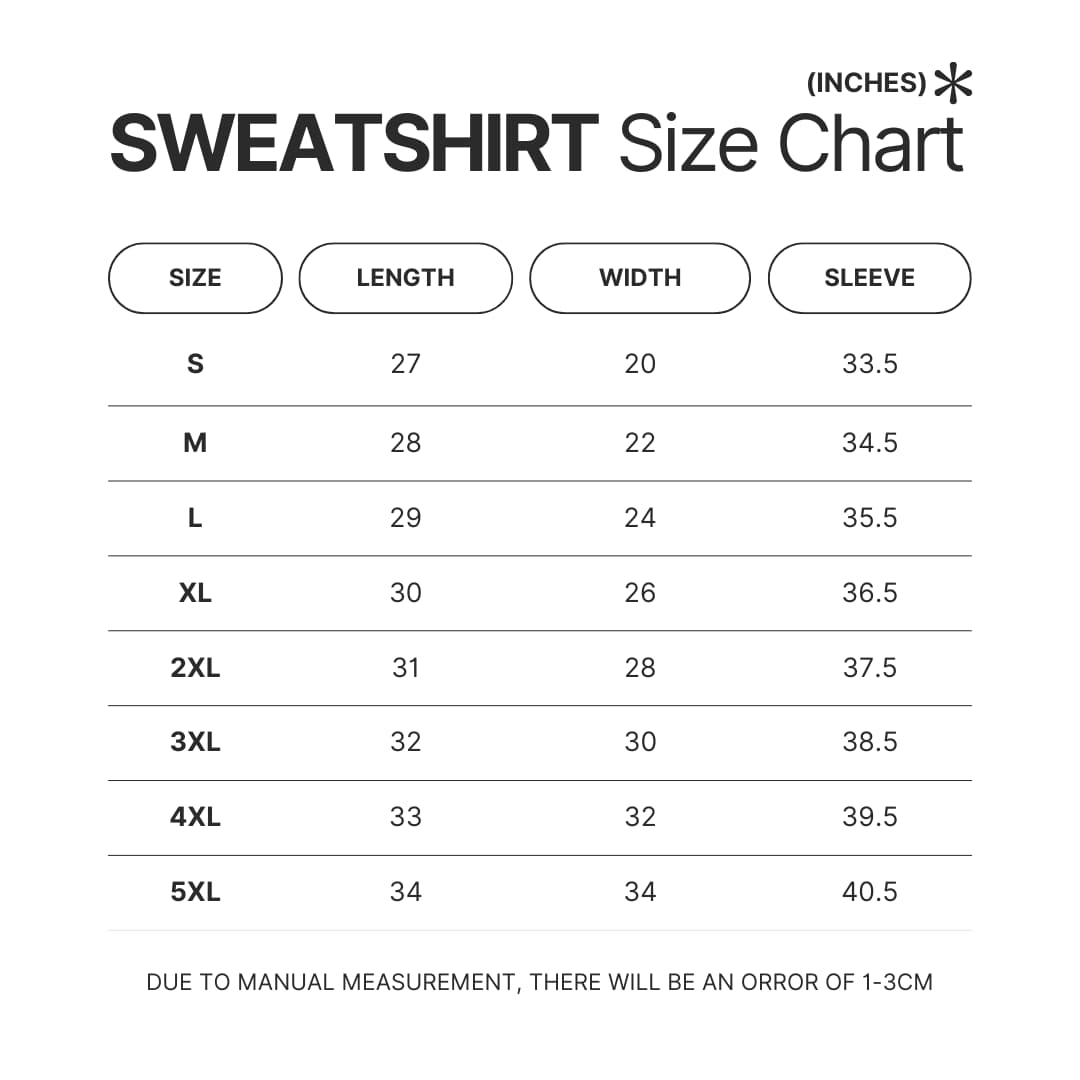 Sweatshirt Size Chart - Dying Light Merch